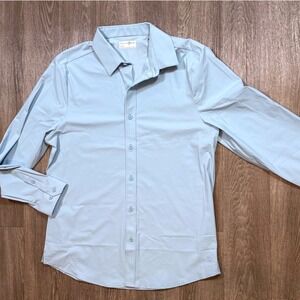 Penguin Sport Mens Light Blue Button Down Long Sleeve Casual Dress Shirt Medium